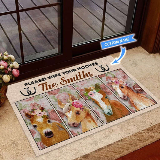 Wipe Your Hooves Horses Personalized Custom Name Doormat Welcome Mat