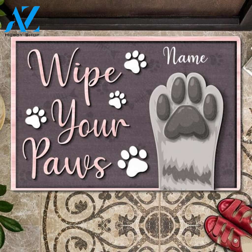 Wipe Your Paws Customized Paws And Names Doormat | Welcome Mat | House Warming Gift