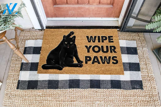 Wipe Your Paws Doormat Welcome Mat Housewarming Gift Home Decor Funny Doormat Best Gift Idea For Cat Lovers