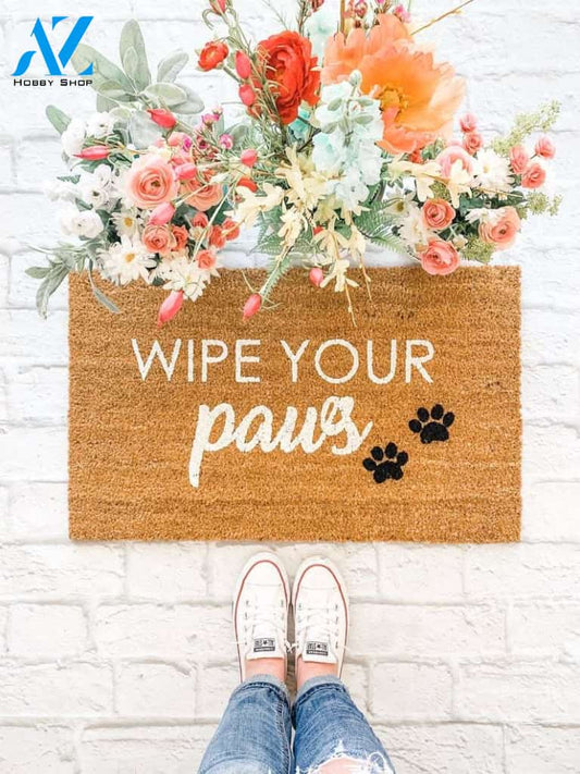 Wipe Your Paws Welcome Mat, Dog Doormat, Cat Doormat, Colorful Doormat, Cat Gift, Dog Gift, Spring Decor, Front Porch, Housewarming