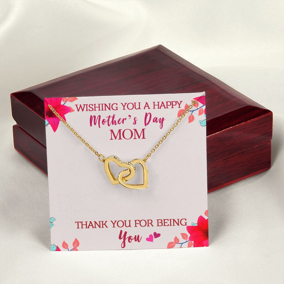 Wishing You A Happy Mother's Day Interlocking Hearts Necklace