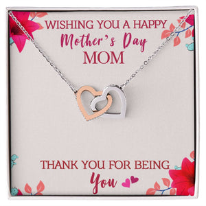 Wishing You A Happy Mother's Day Interlocking Hearts Necklace