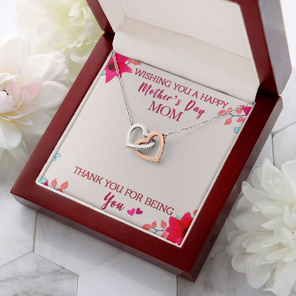 Wishing You A Happy Mother's Day Interlocking Hearts Necklace