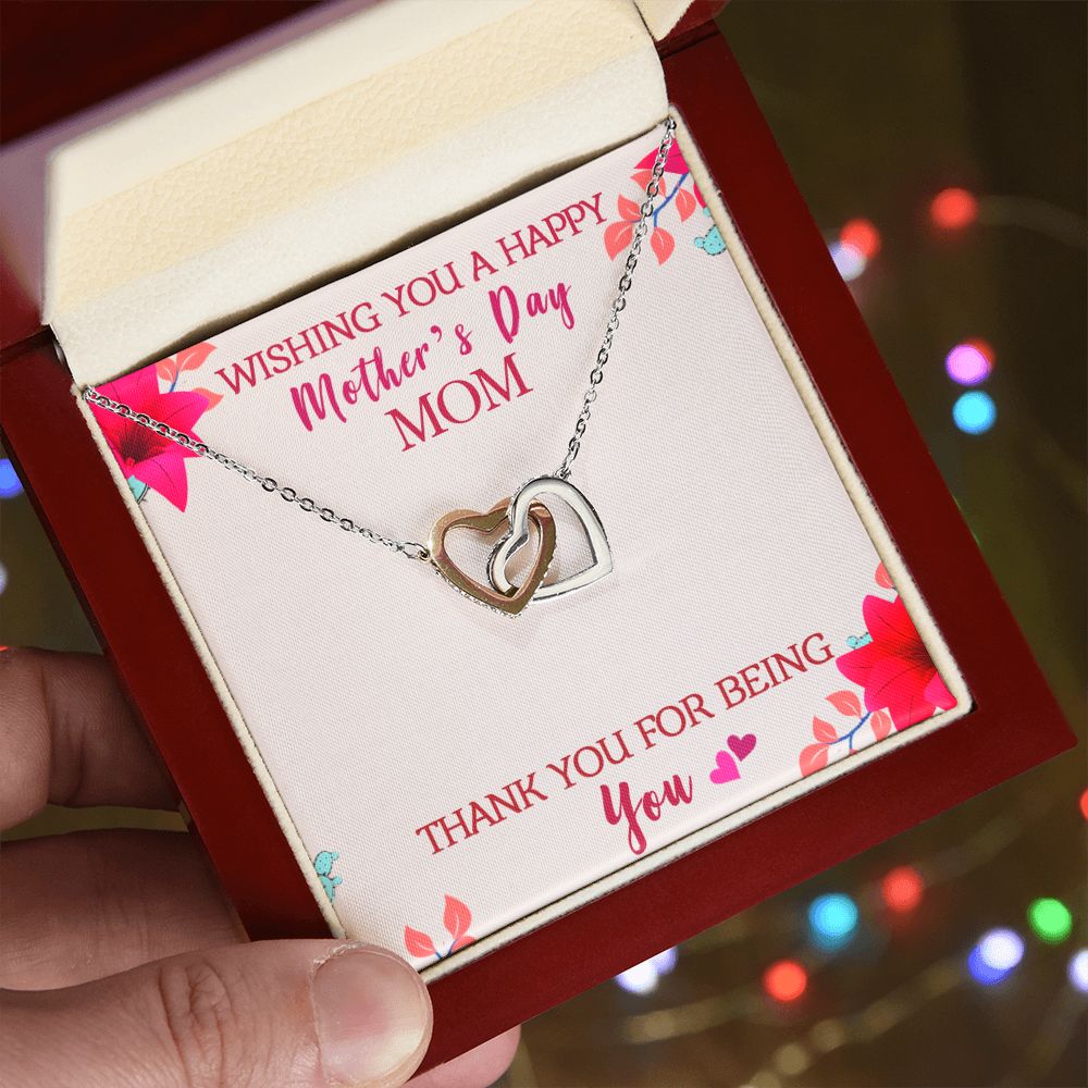 Wishing You A Happy Mother's Day Interlocking Hearts Necklace