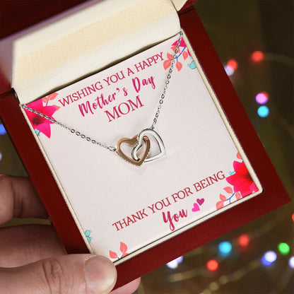 Wishing You A Happy Mother's Day Interlocking Hearts Necklace