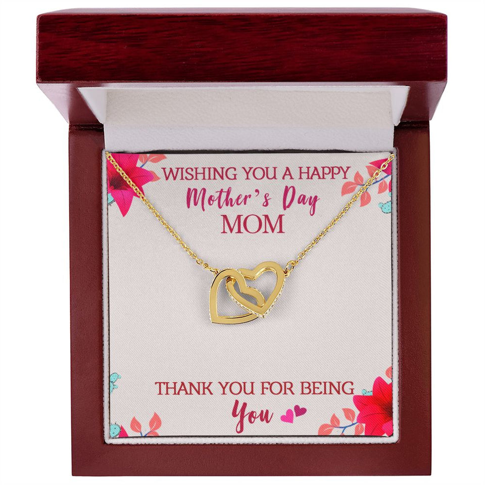 Wishing You A Happy Mother's Day Interlocking Hearts Necklace