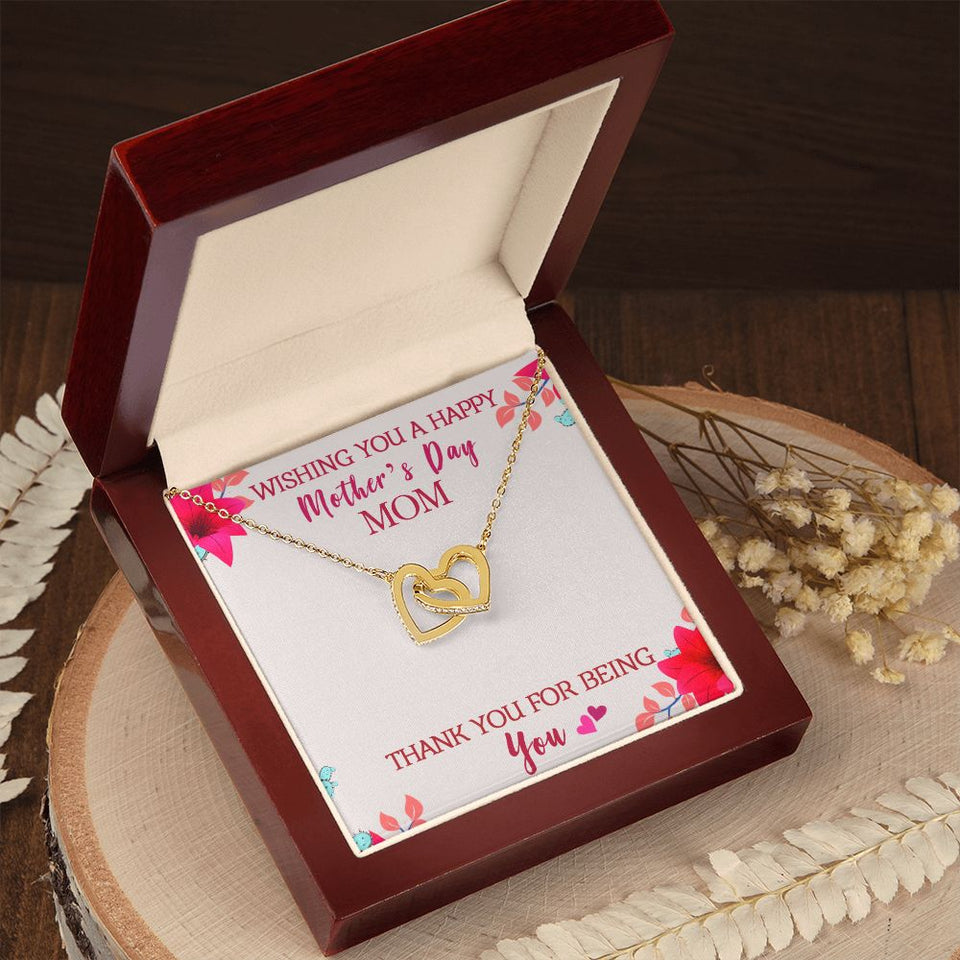 Wishing You A Happy Mother's Day Interlocking Hearts Necklace