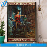 Witch And Motorcycle Wasily Distracted By Potions And Bikes Canvas And Poster, Wall Decor Visual Art