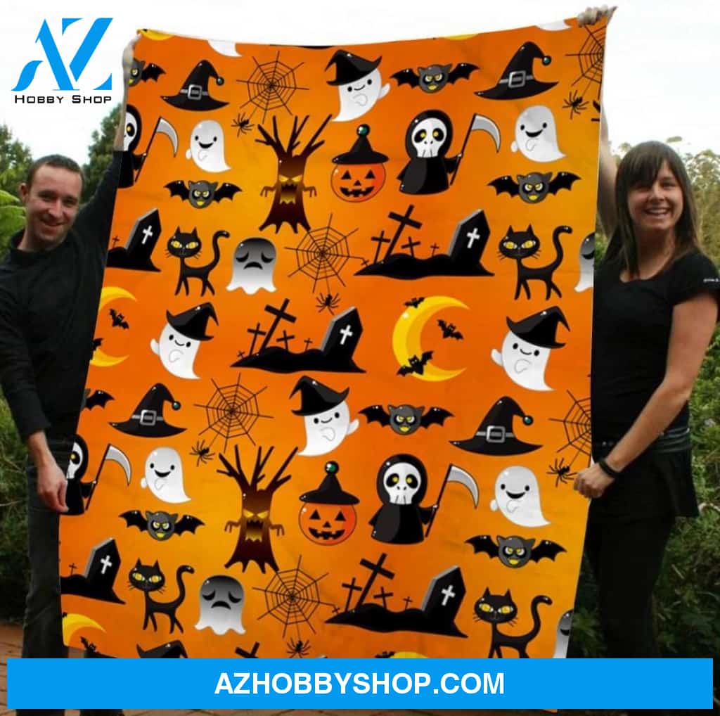 Witch Boo Tomb Halloween Gift Fleece Blanket - Sherpa Blanket