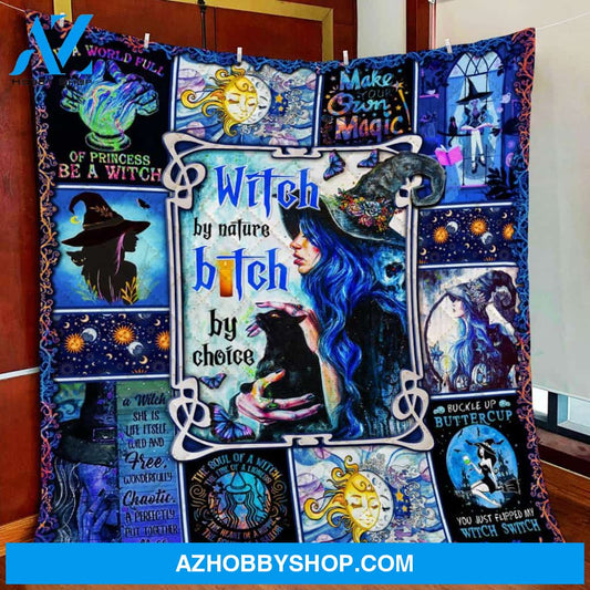 Witch By Nature Bitch By Choice Halloween Fleece Blanket - Sherpa Blanket