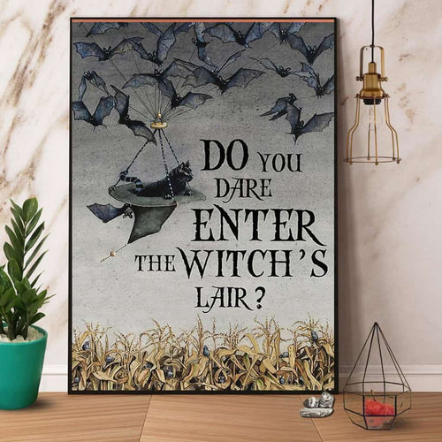 Witch Cat Do You Dare Enter The Witch’S Lair Halloween Gift Canvas And Poster, Wall Decor Visual Art