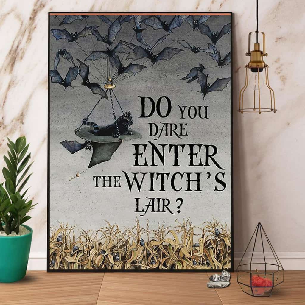 Witch Cat Do You Dare Enter The Witch’S Lair Halloween Gift Canvas And Poster, Wall Decor Visual Art