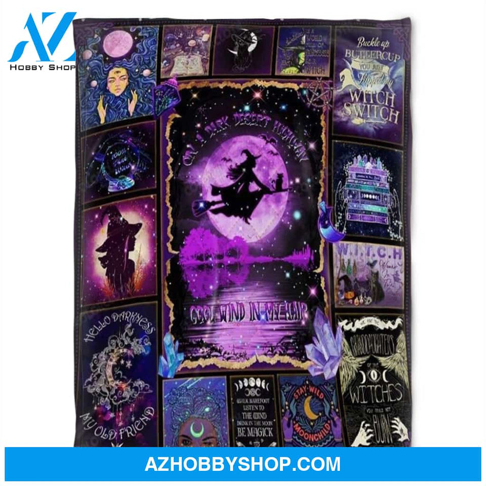 Witch Halloween Blanket, Fleece Blanket, Cool Wind In My Hair, Gift Home Decor Bedding Couch Sofa Soft and Comfy Cozy