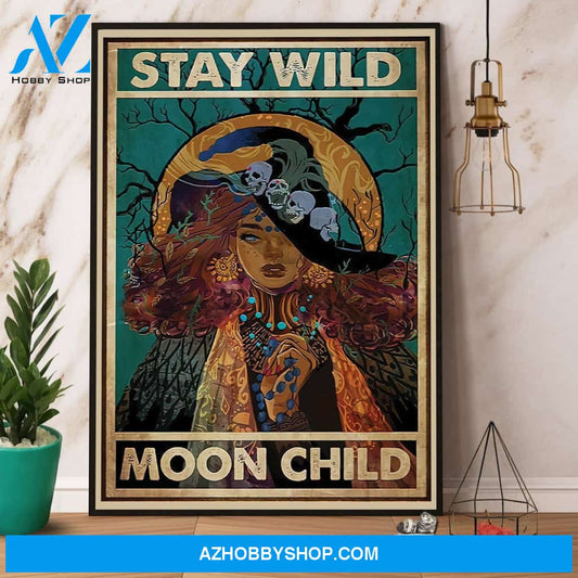 Witch Halloween Stay Wild Moon Child Canvas And Poster, Wall Decor Visual Art, Halloween Gift, Happy Halloween