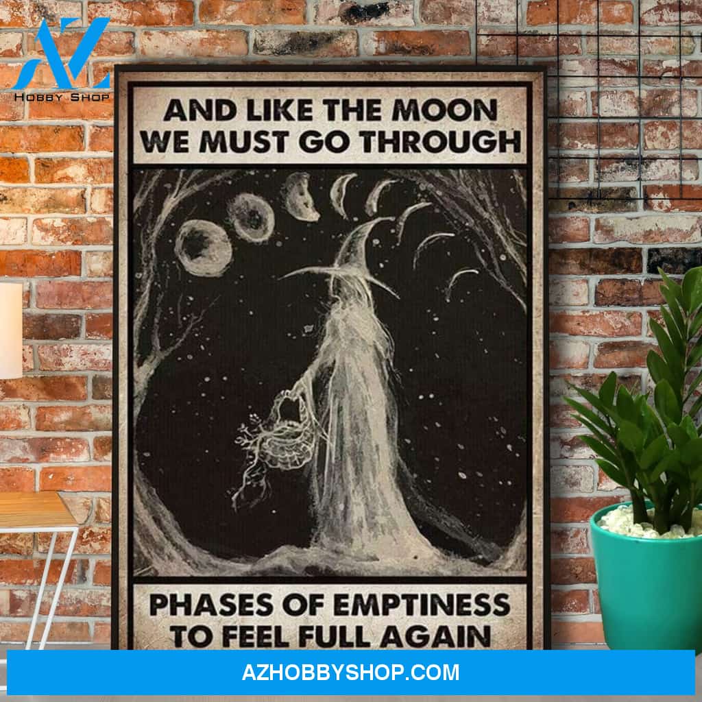 Witch Like The Moon We Must Go Through Phrases Of Emptiness Dark Night Canvas And Poster, Wall Decor Visual Art