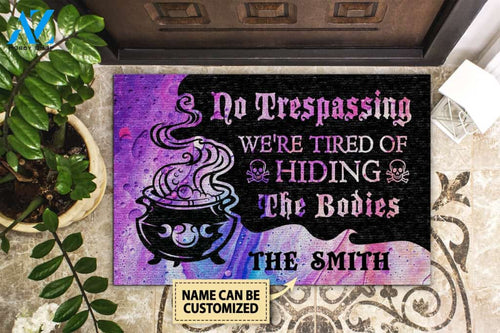 Witch No Trespassing Personalized Doormat