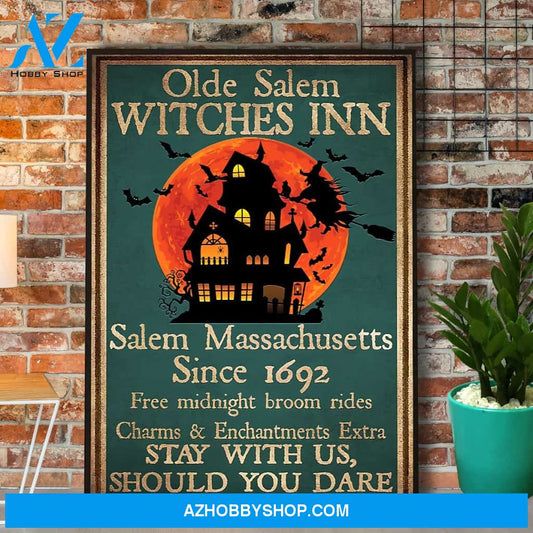 Witch Olde Salem Witches Inn Halloween Canvas And Poster, Wall Decor Visual Art, Halloween Gift, Happy Halloween