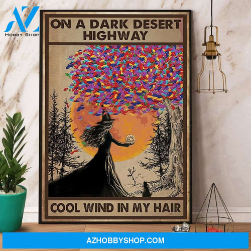 Witch On A Dark Desert Highway Halloween Canvas And Poster, Wall Decor Visual Art, Halloween Gift, Happy Halloween