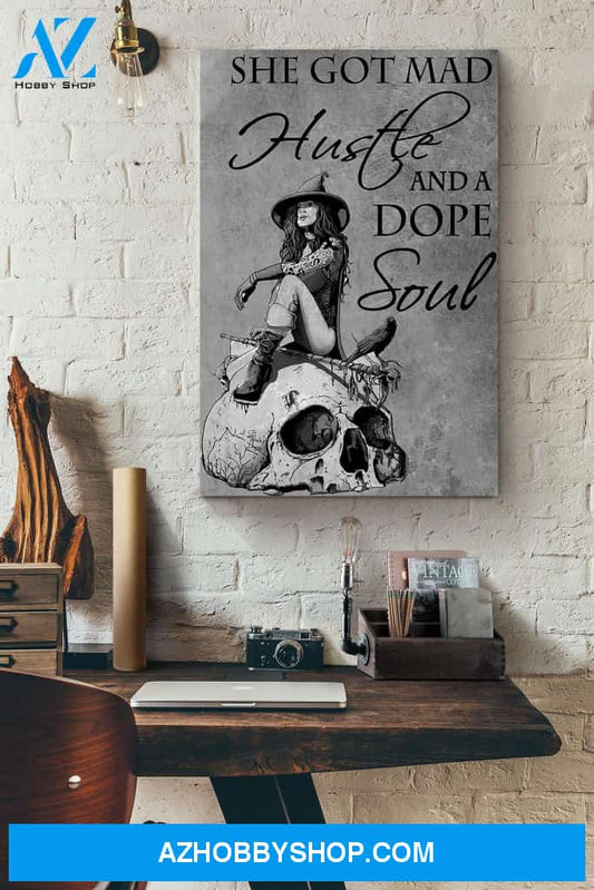 Witch Skull She Got Mad Hustle And A Dope Soul Halloween Canvas And Poster, Wall Decor Visual Art, Halloween Gift, Happy Halloween