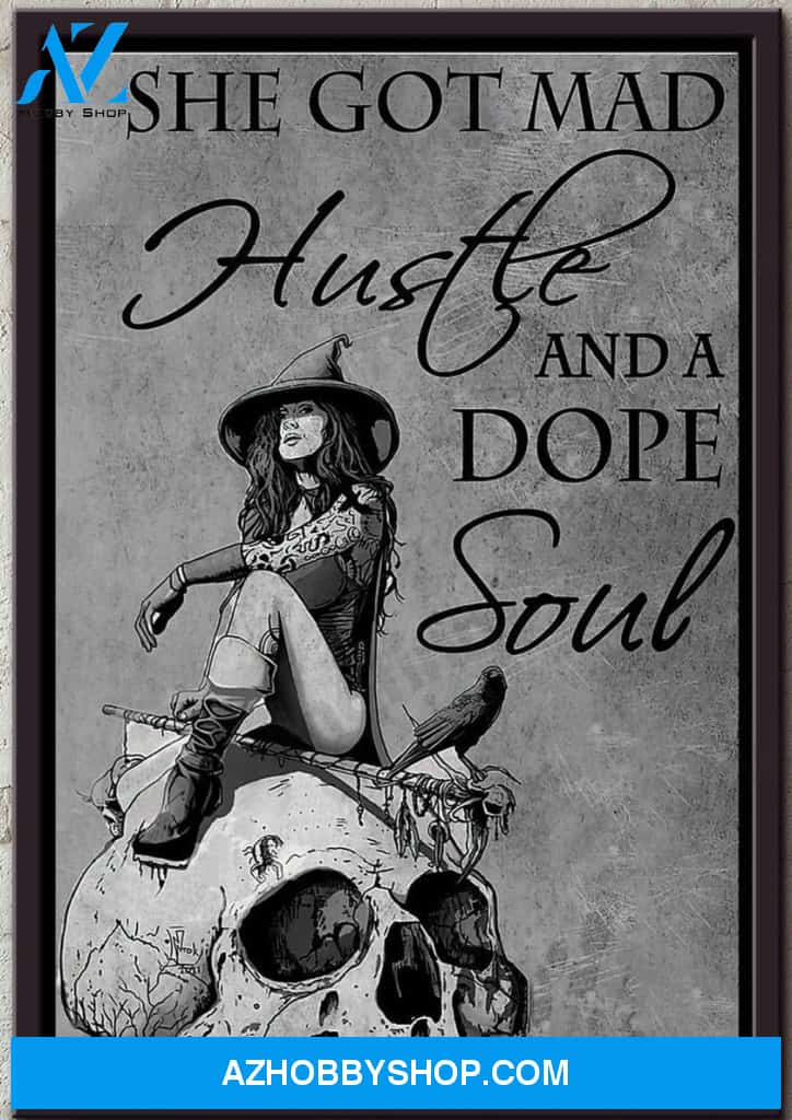 Witch Skull She Got Mad Hustle And A Dope Soul Halloween Canvas And Poster, Wall Decor Visual Art, Halloween Gift, Happy Halloween