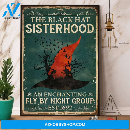 Witch The Black Hat Sisterhood Fly By Night Group Halloween Gift Canvas And Poster, Wall Decor Visual Art