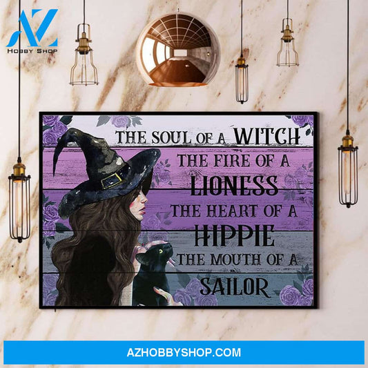 Witch The Soul Of A Witch The Fire Of A Lioness Halloween Gift Canvas And Poster, Wall Decor Visual Art