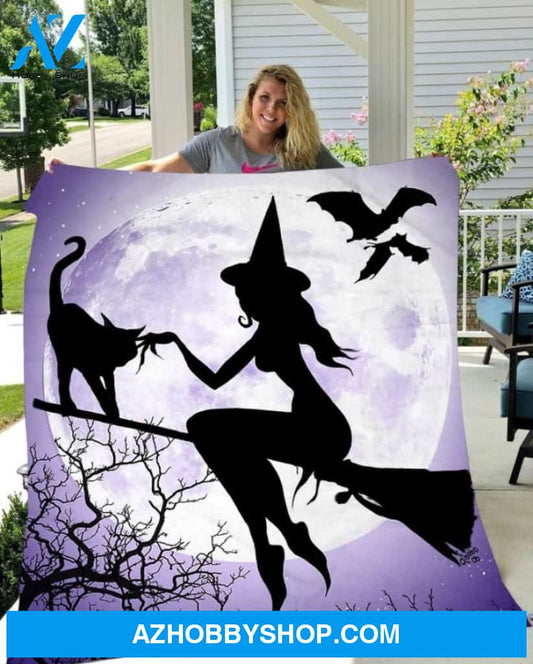 Witch Violet Moon Halloween Gift Fleece Blanket - Sherpa Blanket