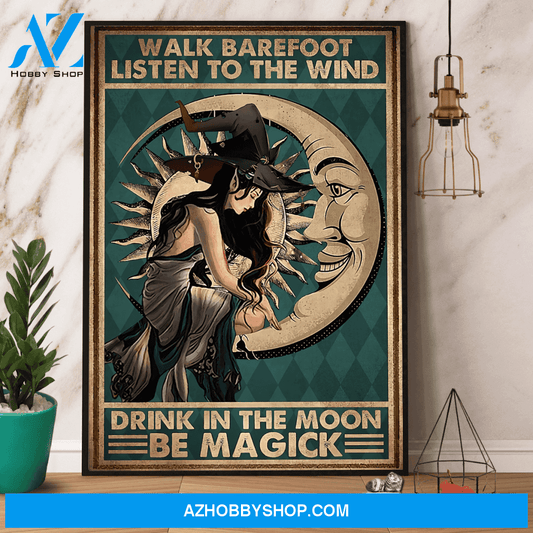 Witch Walk Barefoot Listen To The Wind Halloween Canvas And Poster, Wall Decor Visual Art, Halloween Gift, Happy Halloween