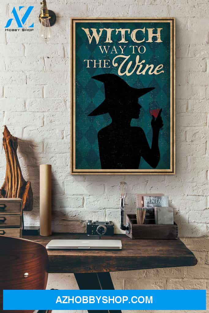 Witch Way To The Wine Drinking Halloween Canvas And Poster, Wall Decor Visual Art, Halloween Gift, Happy Halloween