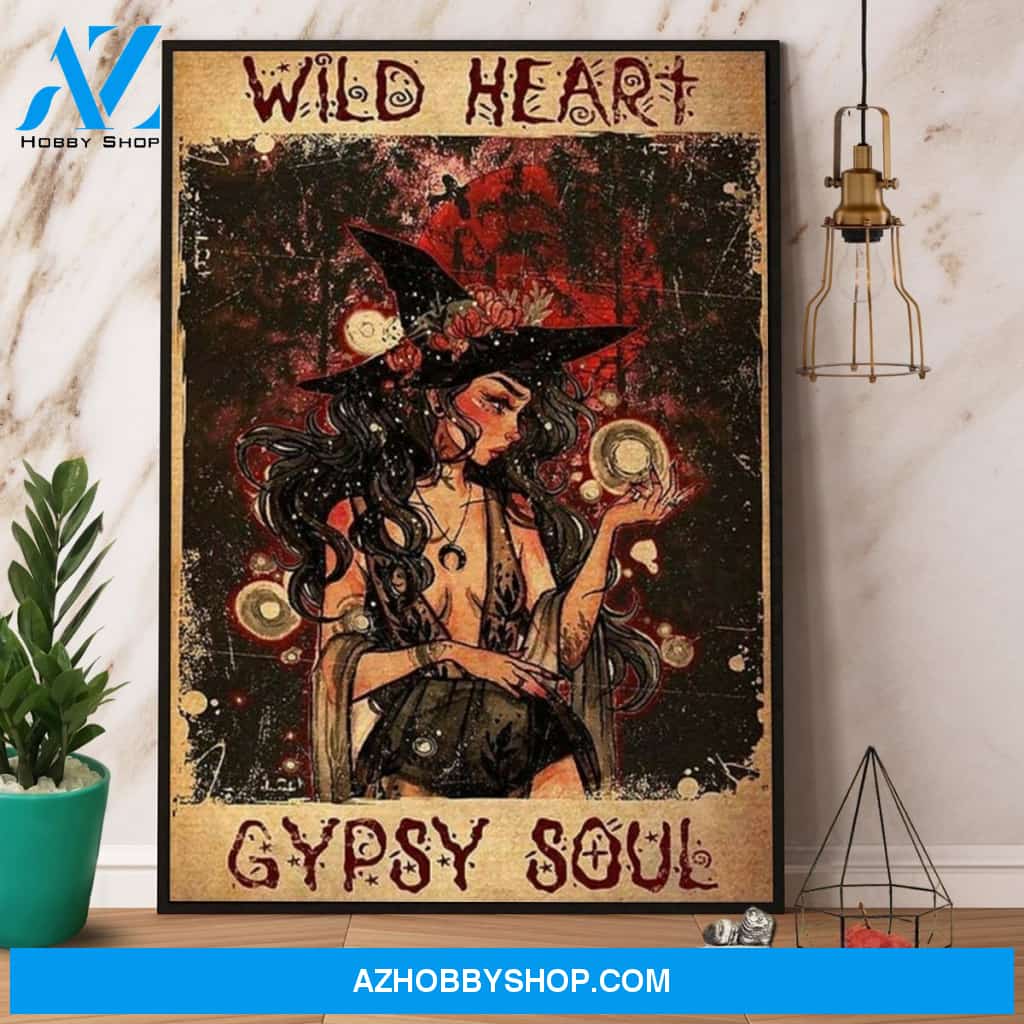Witch Wild Heart Gypsy Soul Canvas And Poster, Wall Decor Visual Art