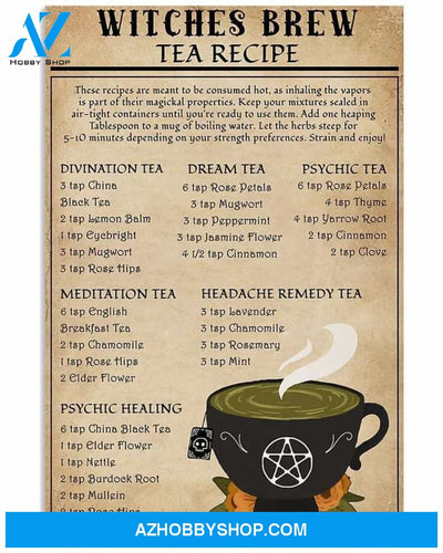 Witches Brew Tea Recipe For Lovers Print Wall Art Decor Poster