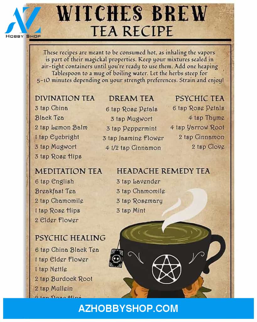 Witches Brew Tea Recipe For Lovers Print Wall Art Decor Poster
