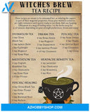 Witches Brew Tea Recipe For Lovers Print Wall Art Decor Poster