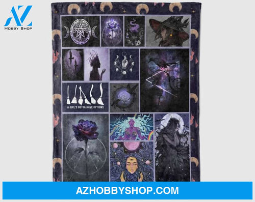 Witches Gotta Have Options Fleece Blanket Gift For Family Birthday Friend Halloween Gift Home Decor Bedding Couch Sofa Soft and Comfy Cozy