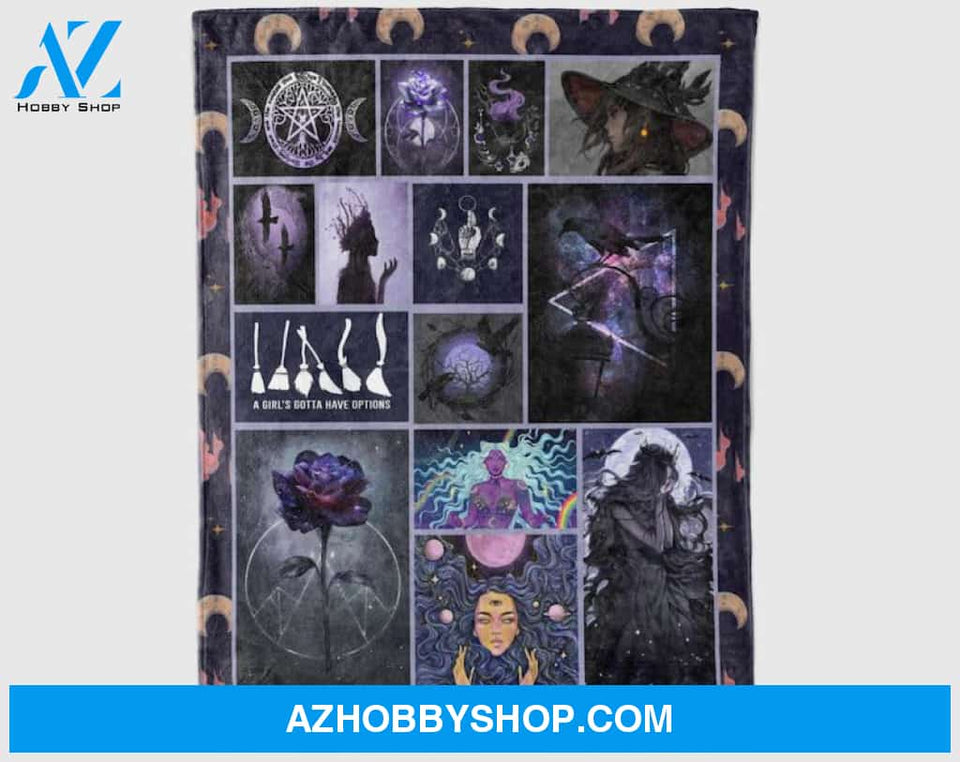 Witches Gotta Have Options Fleece Blanket Gift For Family Birthday Friend Halloween Gift Home Decor Bedding Couch Sofa Soft and Comfy Cozy