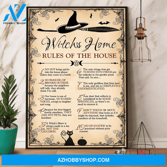 Witch’S Home Rules Of The House Halloween Canvas And Poster, Wall Decor Visual Art, Halloween Gift, Happy Halloween
