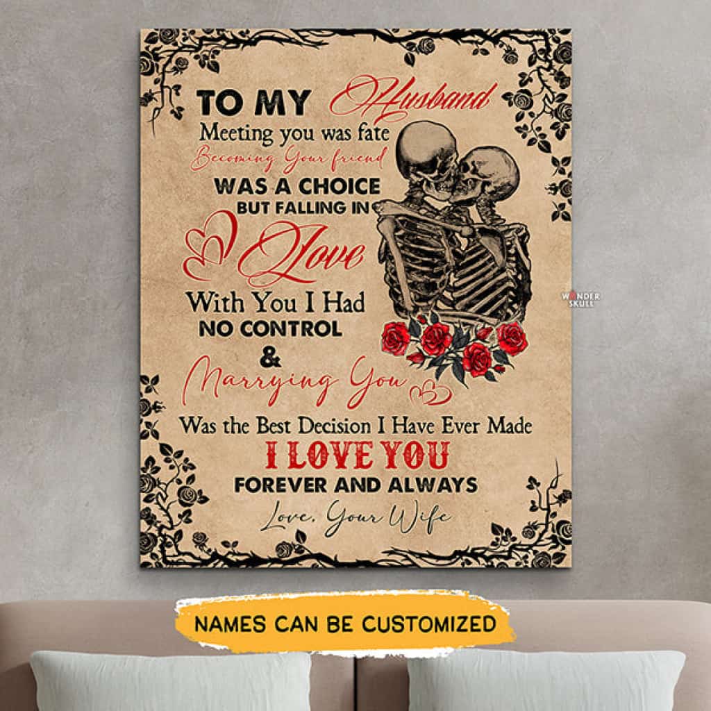 With You I Had No Control - Skull Gothic Skeleton Hugging Vertical Personalized Canvas Gift
