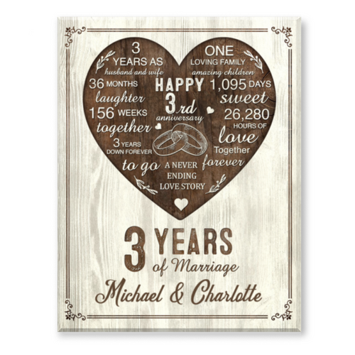 3rd Year Anniversary Gift, 3rd Wedding Anniversary Gift For Husband, 3 Year Anniversary Gift For Wife