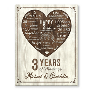 3rd Year Anniversary Gift, 3rd Wedding Anniversary Gift For Husband, 3 Year Anniversary Gift For Wife