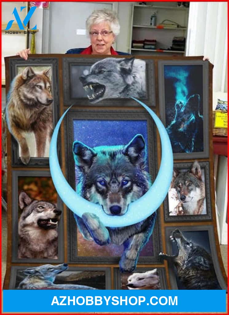 Wolf Blanket, 3D Wolf With The Moon Blanket