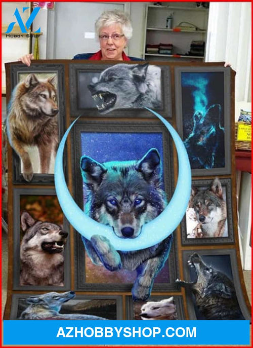 Wolf Blanket, 3D Wolf With The Moon Blanket