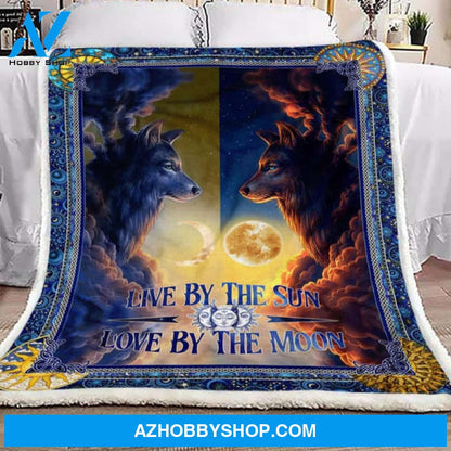 Wolf Blanket, Wolf Live by the Sun Love by the Moon Fleece Blanket