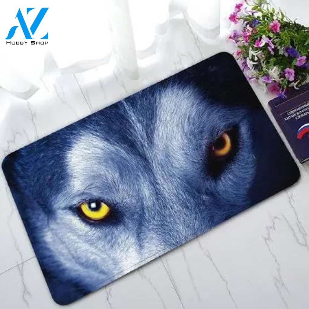 Wolf Eyes Animal Doormat Indoor and Outdoor Mat Entrance Rug Sweet Home Decor Housewarming Gift Gift for Wolf Lovers Wildlife Animals Lovers