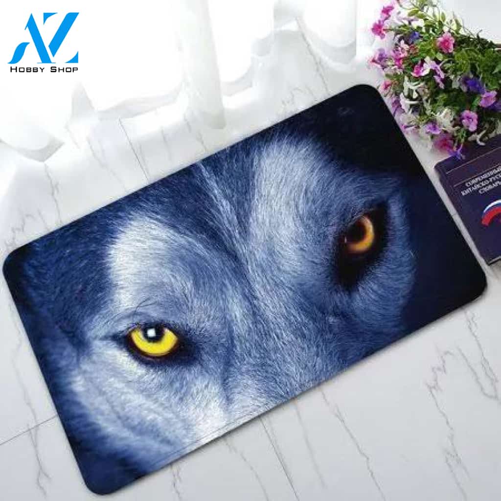Wolf Eyes Animal Doormat Indoor and Outdoor Mat Entrance Rug Sweet Home Decor Housewarming Gift Gift for Wolf Lovers Wildlife Animals Lovers