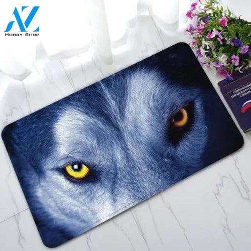 Wolf Eyes Animal Doormat Indoor and Outdoor Mat Entrance Rug Sweet Home Decor Housewarming Gift Gift for Wolf Lovers Wildlife Animals Lovers