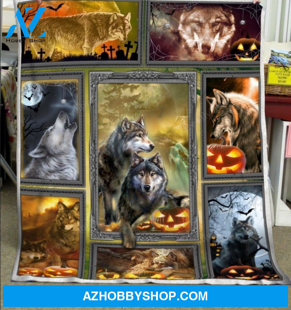 WOLF HALLOWEEN BLANKET Gift For Halloween's Day Wolf Lover Halloween Gift, Halloween Decor
