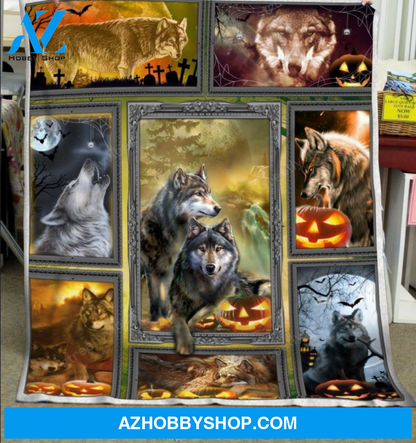 WOLF HALLOWEEN BLANKET Gift For Halloween's Day Wolf Lover Halloween Gift, Halloween Decor