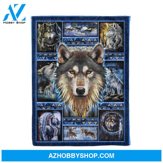Wolf Native Fleece Blankets Grey Wolf Blanket Gift For Wolf Lover 