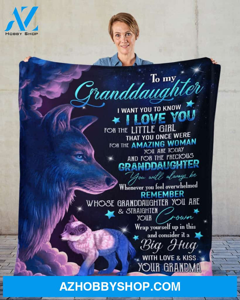 Wolf To My Granddaughter I Want You To Know I Love You Blanket Gift From Grandma Birthday Gift Home Decor Bedding Couch Sofa Soft and Comfy Cozy