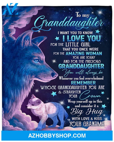 Wolf To My Granddaughter I Want You To Know I Love You Blanket Gift From Grandma Birthday Gift Home Decor Bedding Couch Sofa Soft and Comfy Cozy